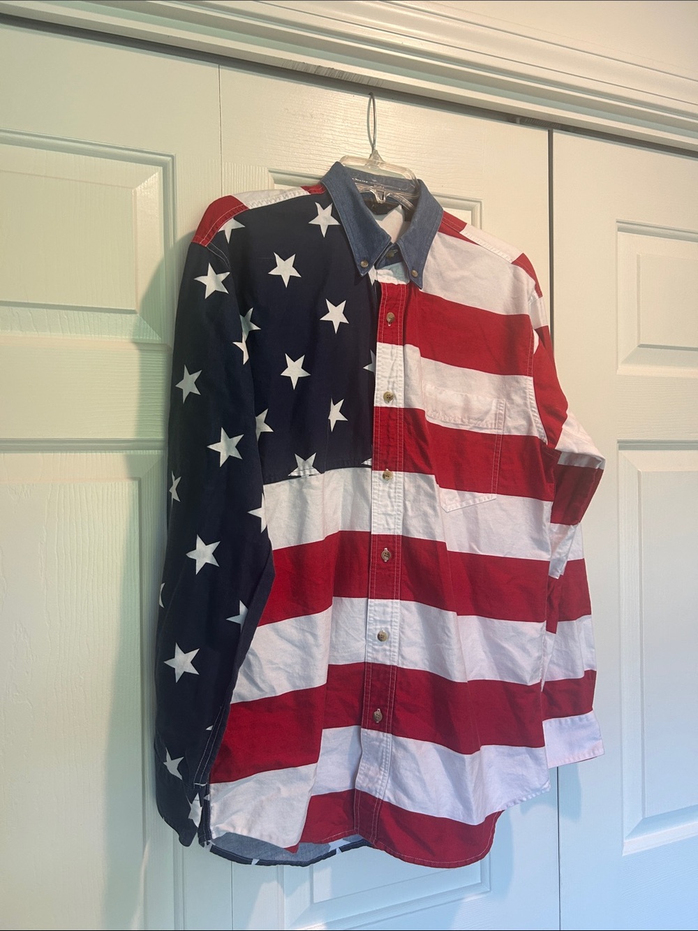 Roper Men's Button-Down Shirt - Red, White & Blue Stars & Stripes